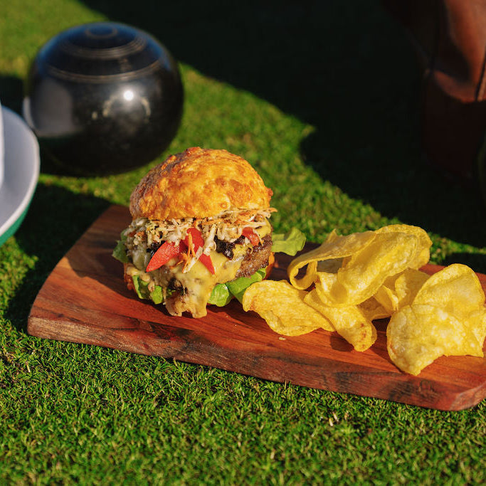 Wellington on a Plate Burger - Paraparaumu Beach Bowling Club, the G.O.A.T