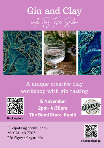 Gin And Clay With Fig Tree Studio - Saturday 15th November 2025, 2pm-4.30pm
