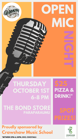 Open Mic Night — Thursday 1 October 2026, 6pm