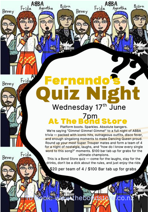 The Bond Store Quiz Night - Fernando Music Trivia, Wednesday 17th June, 7pm