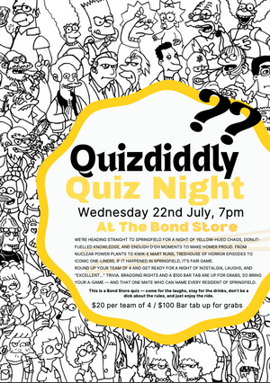 The Bond Store Quiz Night - Quizdiddly, Wednesday 22nd July 2026