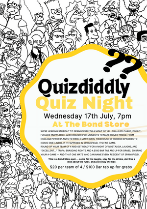 The Bond Store Quiz Night - Quizdiddly, Wednesday 22nd July 2026